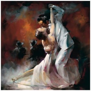 een schilderij van een dansend stel