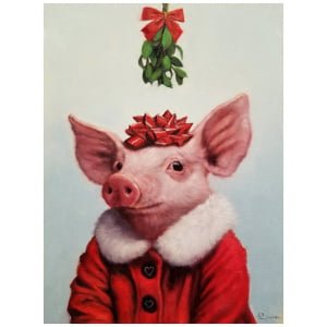 een schilderij van een varken met een rode jas