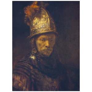 een schilderij van een man met een helm