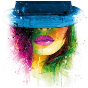een schilderij van een vrouw met een blauwe hoed
