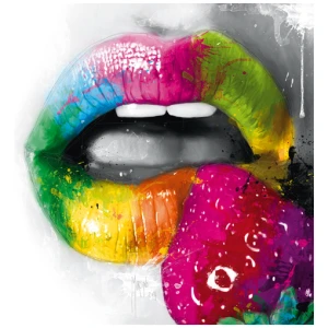 een schilderij van de lippen van een vrouw met verschillende kleuren