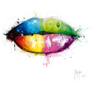 een kleurrijke lip geschilderd in verschillende kleuren