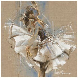een schilderij van een ballerina in witte jurk