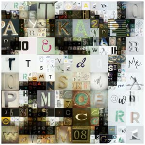 een collage van letters en cijfers bestaande uit verschillende soorten letters