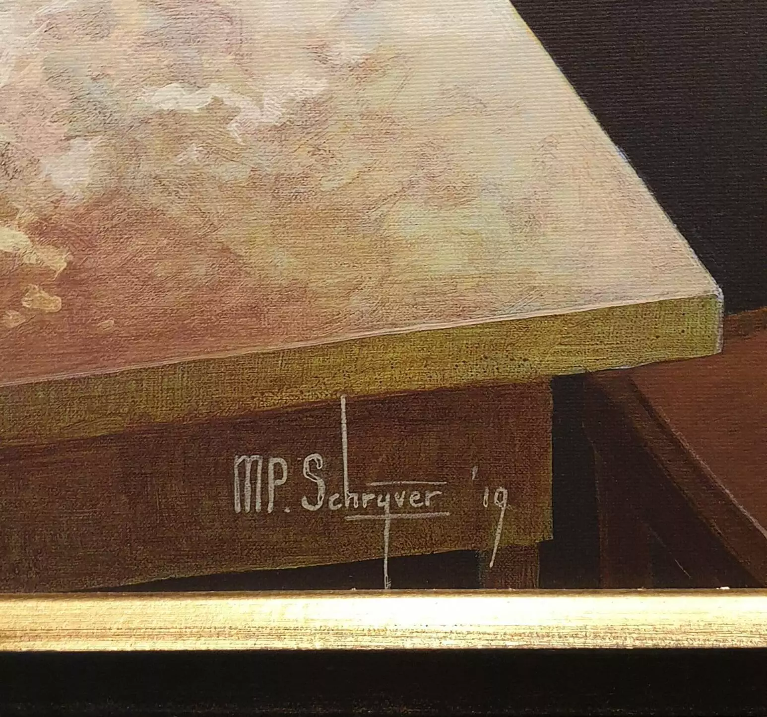 een close-up van een schilderij van een tafel