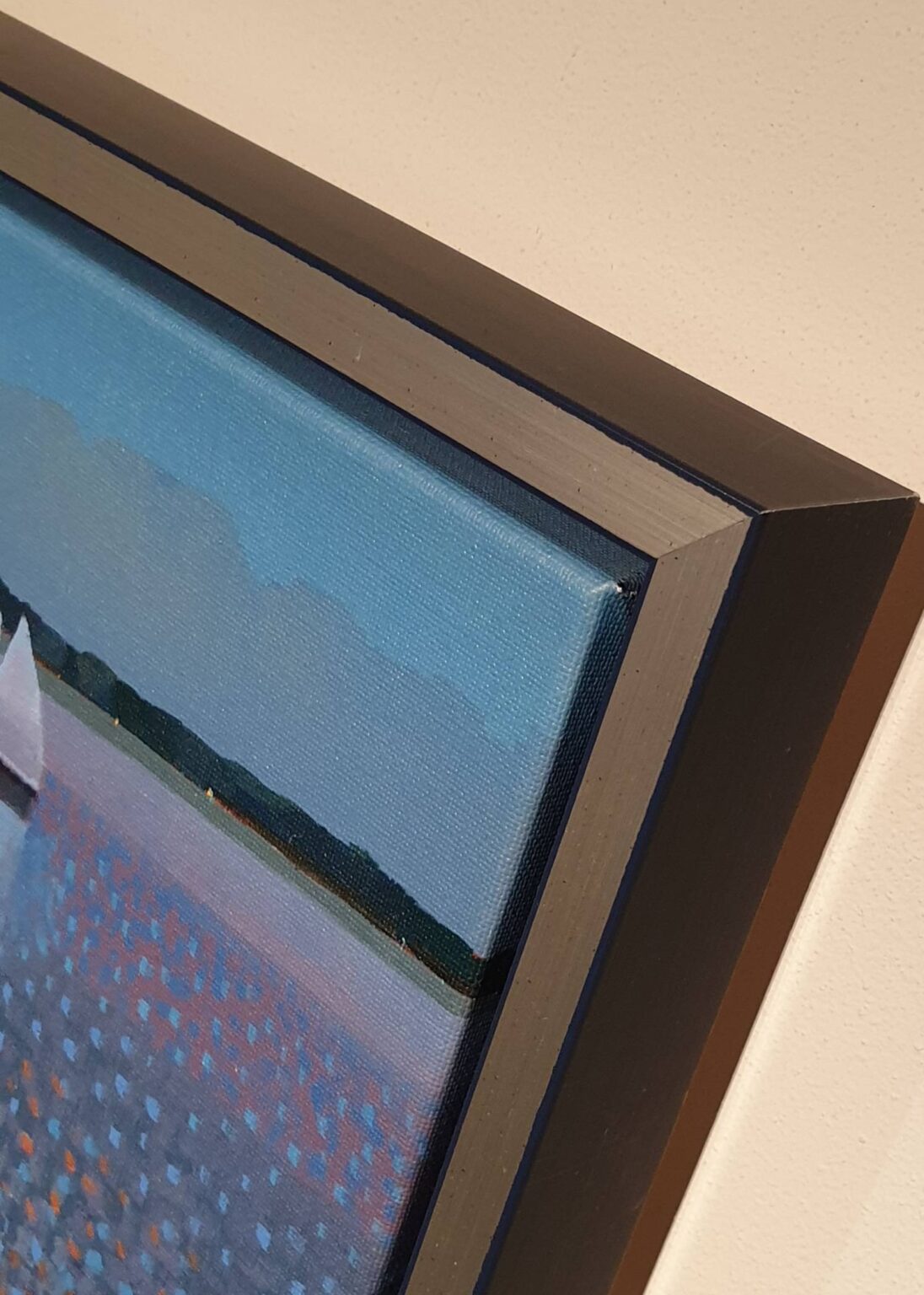 een schilderij van een zeilboot op het water